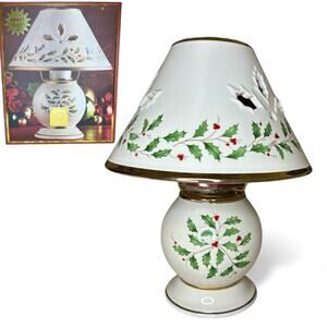 LENOX Holiday Votive Lamp Christmas Holly Berry Candle Holder New Original Box